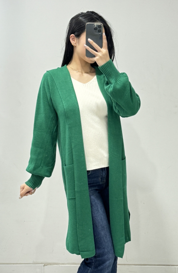 Wholesaler Rosy Days - Mid-length hooded knitted cardigan