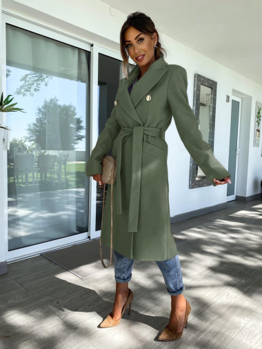 Wholesaler Rosy Days - Long coat with buttons, cords and pockets