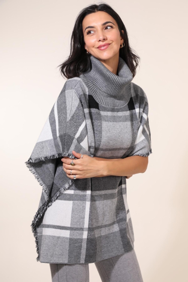 Wholesaler Rosy Days - Checked knit poncho