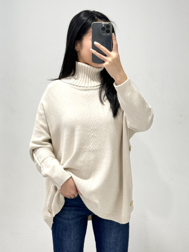 Wholesaler Rosy Days - Turtleneck sweater with decorative buttons