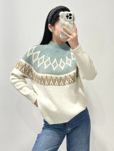 Wholesaler Rosy Days - Soft knit sweater with diamond print