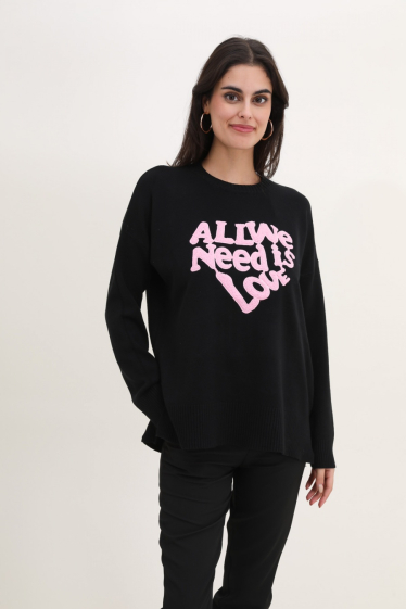 Wholesaler Rosy Days - Knitted sweater with LOVE lettering