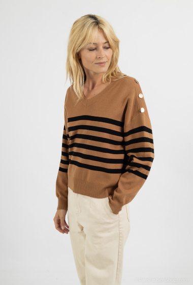 Wholesaler Rosy Days - Sailor sweater with buttons on the shoulder