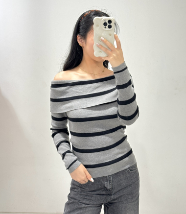 Wholesaler Rosy Days - Sailor sweater with bardot collar