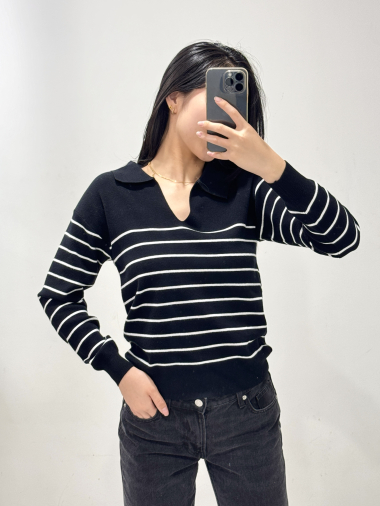 Wholesaler Rosy Days - Polo collar sailor sweater