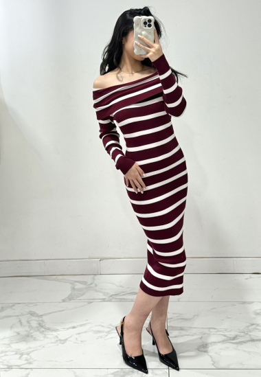 Wholesaler Rosy Days - Sailor knit dress with bardot collar