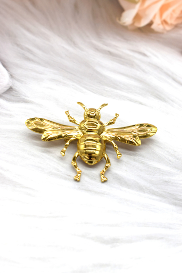 Grossiste Rouge Bonbons - Broche abeille en acier inoxydable