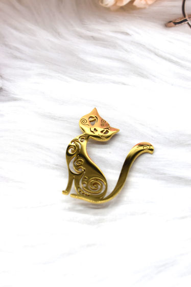 Wholesaler Rouge Bonbons - Stainless steel cat brooch