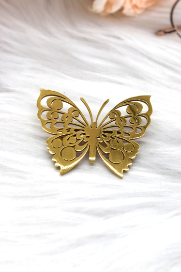 Grossiste Rouge Bonbons - Broche papillon en acier inoxydable