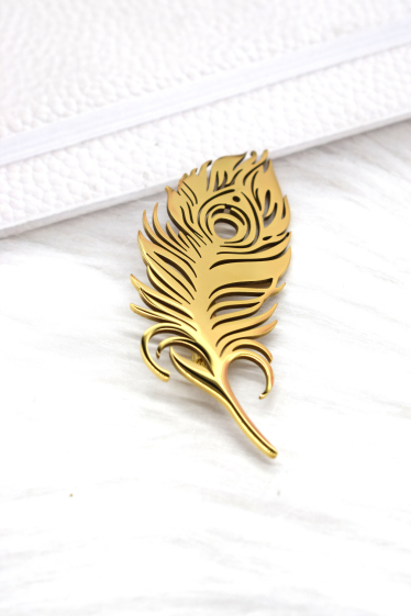 Wholesaler Rouge Bonbons - Stainless steel feather brooch