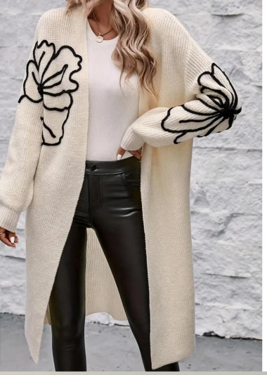 Wholesaler RZ Fashion - Long  cardigan with puff sleeves