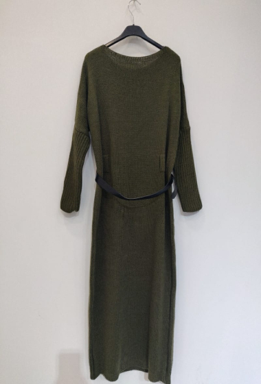 Grossiste RZ Fashion - Pull robe long avec ceinture