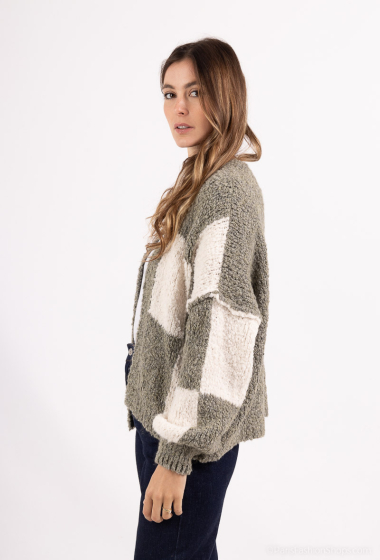 Großhändler Saison du vent - Karierter Cardigan aus Schlingenmaterial