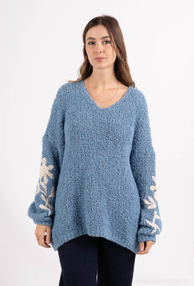 Großhändler Saison du vent - Bouclé-Pullover mit Stickerei am Ärmel