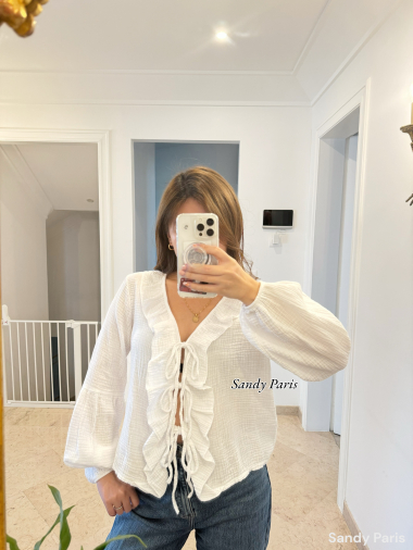 Wholesaler Sandy Paris - Bohemian Blouse with Ruffle Details