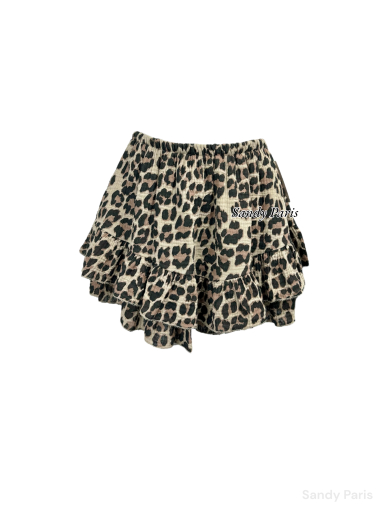 Mayorista Sandy Paris - Falda pantalón de algodón en gasa de leopardo