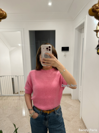 Wholesaler Sandy Paris - Short sleeve sweater with 27% Alpaca