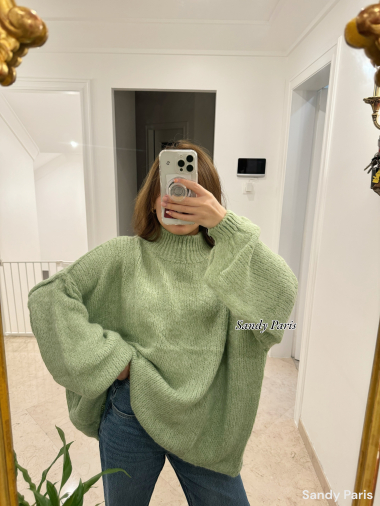 Grossiste Sandy Paris - Pull Oversize Douillet à Col Montant avec Mohair et Laine