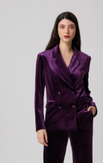 Grossiste Smart and Joy - Blazer en velours à double boutonnage