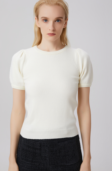 Wholesaler Smart and Joy - Short sleeves round neckline  knit top