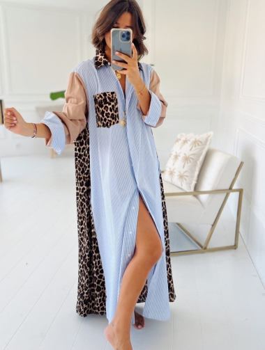 Wholesaler SO LOOK - Two-tone shirt dress