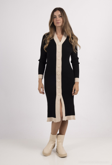 Wholesaler SO LOOK - Long Sleeve Button Up Sweater Dress