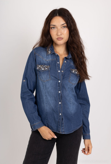 Wholesaler Softy by Ever Boom - Rhinestone denim shirt