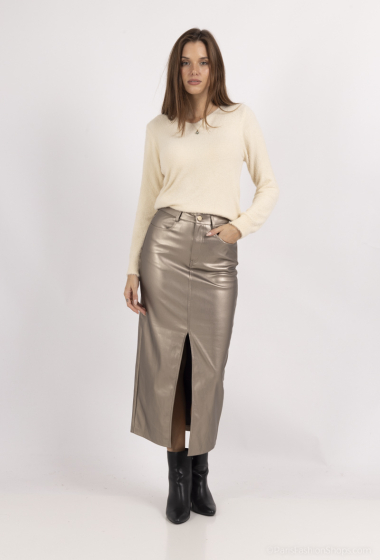 Wholesaler Softy by Ever Boom - Long faux leather skirt