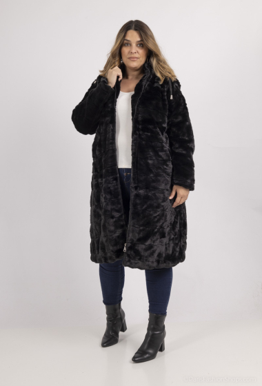 Grossiste Big Size Exclusive - MANTEAU LONG EN FOURRURE VEGAN**