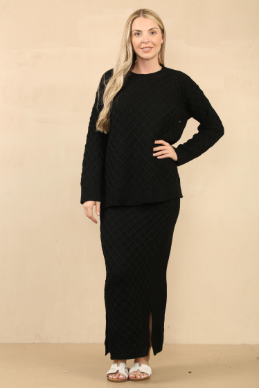 Wholesaler Sumel - Chic yet elegant diamond knit two piece set Ref-24305