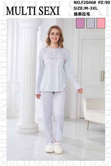 Grossiste JESSYLIA - Pyjama hiver molletonné côtelé