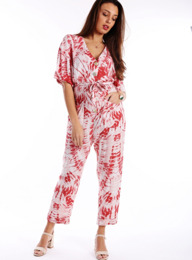 Wholesaler TINA - Pink Floral Long Sleeve Jumpsuits