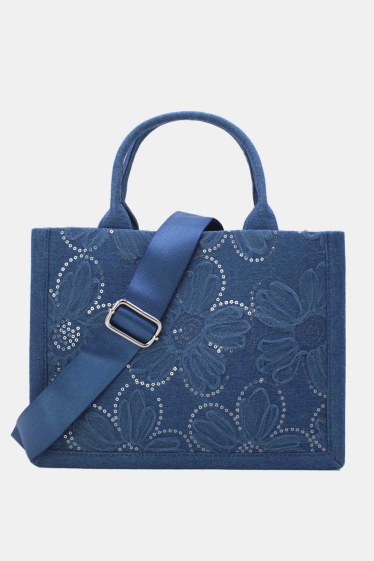 Grossiste Tom & Eva - Medium Sac Cabas Jeans En Fleurs