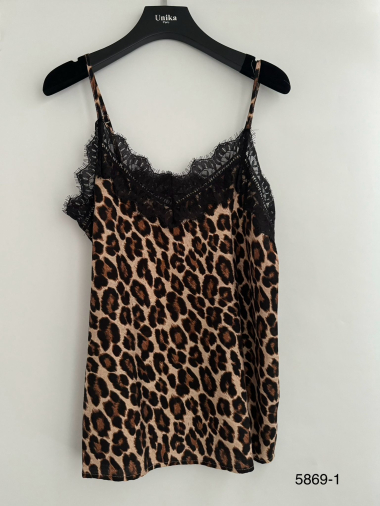 Wholesaler Unika Paris - Black lace leopard camisole