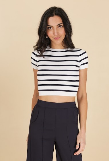 Wholesaler Van Der Rock - Striped knit crop shirt