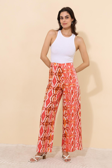 Wholesaler Van Der Rock - Basic wide pants in fluid printed fabric