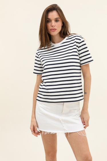 Wholesaler Van Der Rock - Round-neck T-shirt with sailor stripes