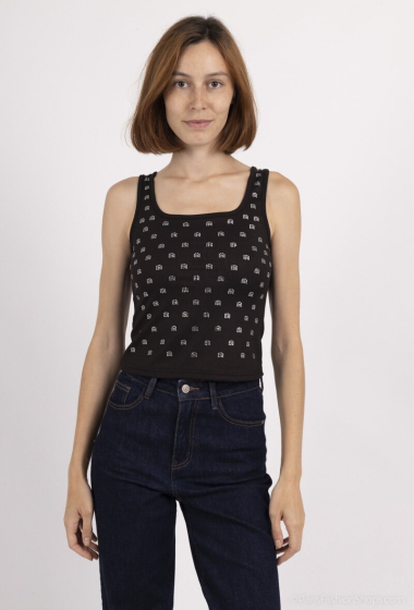 Wholesaler Vera Fashion - Tank top with "a" shaped rhinestones