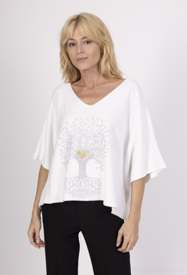 Mayorista VIVICHY - SUÉTER PONCHO CON CUELLO EN V ESTAMPADO