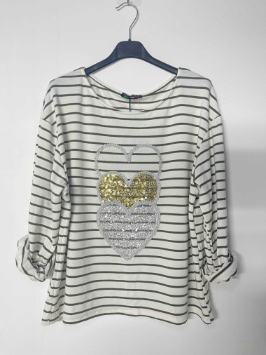 Wholesaler VIVICHY - HEART STRIPED TOP