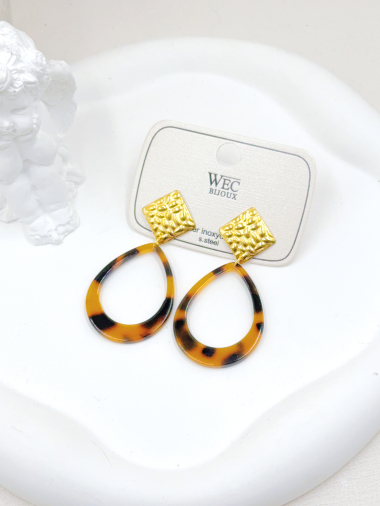 Wholesaler WEC Bijoux - STAINLESS STEEL LEOPARD EARRINGS