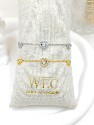 Wholesaler WEC Bijoux - STAINLESS STEEL HEART BRACELET