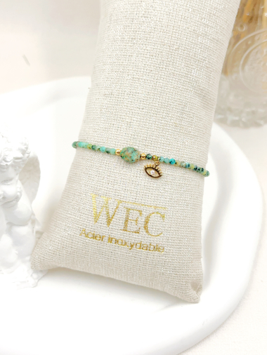 Grossiste WEC Bijoux - BRACELET ELASTIQUE EN ACIER + PIERRE