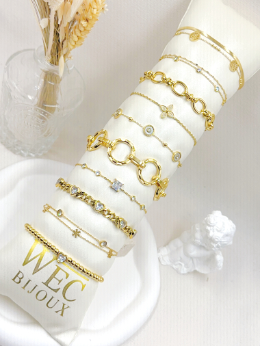 Grossiste WEC Bijoux - LOT DE 10 BRACELETS EN ACIER INOXYDABLE + BOUDIN