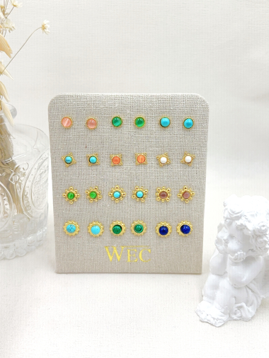 Grossiste WEC Bijoux - LOT DE 12 BOUCLES D'OREILLES EN ACIER INOXYDABLE