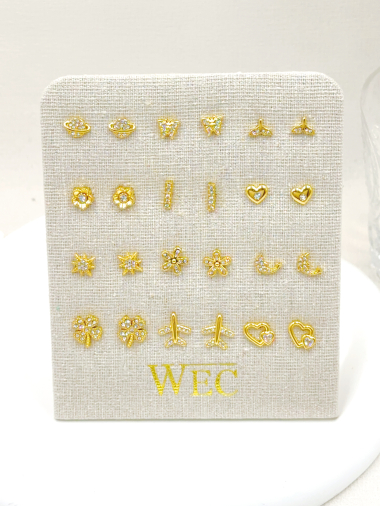 Wholesaler WEC Bijoux - SET OF 12 STAINLESS STEEL EARRINGS + DISPLAY