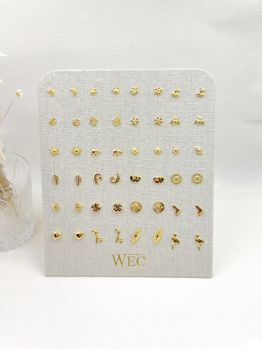 Grossiste WEC Bijoux - LOT DE 24 BOUCLES D'OREILLES EN ACIER INOXYDABLE+PRESENTOIR