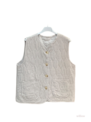 Wholesaler Willow - Sleeveless buttoned vest in cotton gauze