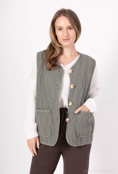 Grossiste Willow - Gilet sans manches boutonnées en gaze de coton