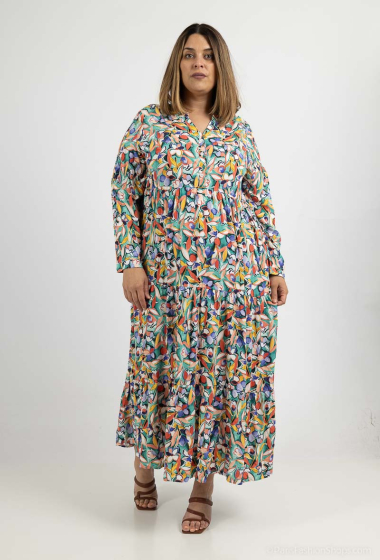 Wholesaler World Fashion - GT long sleeve long dress - Printed